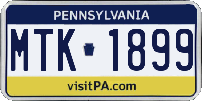 PA license plate MTK1899