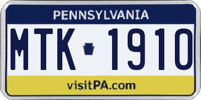 PA license plate MTK1910