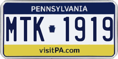 PA license plate MTK1919