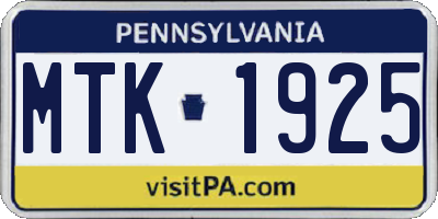 PA license plate MTK1925