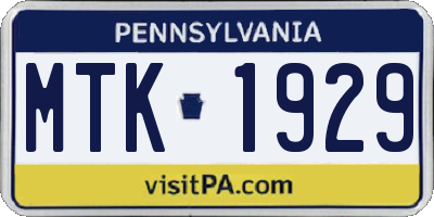 PA license plate MTK1929