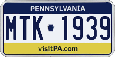 PA license plate MTK1939