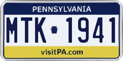 PA license plate MTK1941