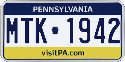 PA license plate MTK1942