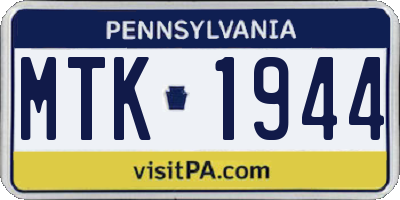 PA license plate MTK1944