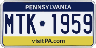 PA license plate MTK1959