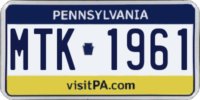 PA license plate MTK1961