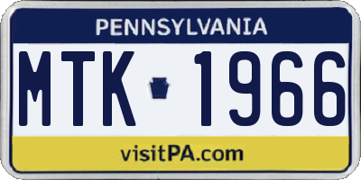 PA license plate MTK1966