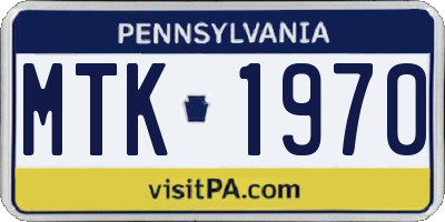 PA license plate MTK1970