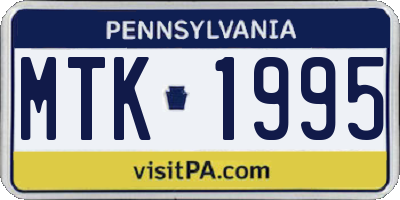 PA license plate MTK1995