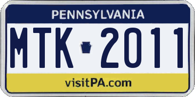 PA license plate MTK2011