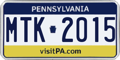PA license plate MTK2015