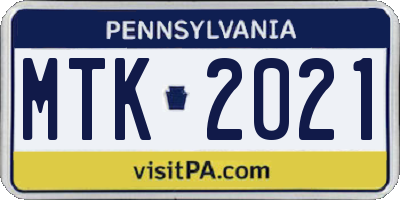 PA license plate MTK2021