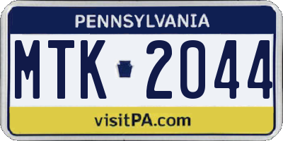 PA license plate MTK2044
