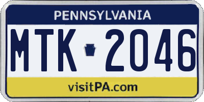 PA license plate MTK2046