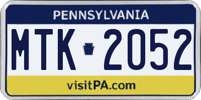 PA license plate MTK2052