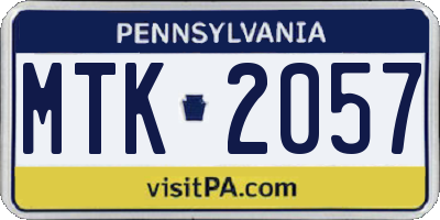 PA license plate MTK2057