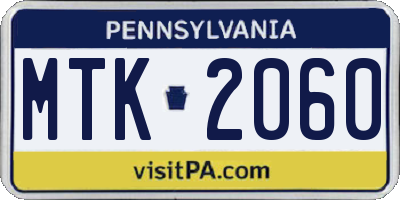 PA license plate MTK2060