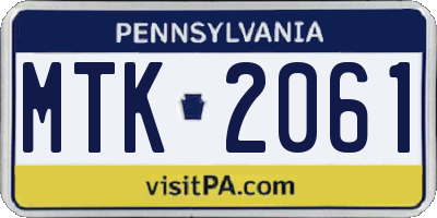 PA license plate MTK2061