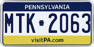 PA license plate MTK2063