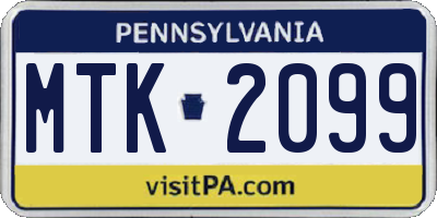 PA license plate MTK2099
