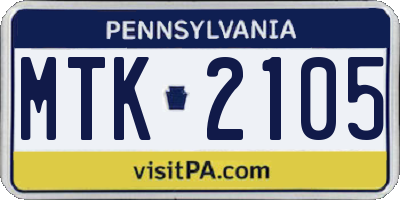 PA license plate MTK2105