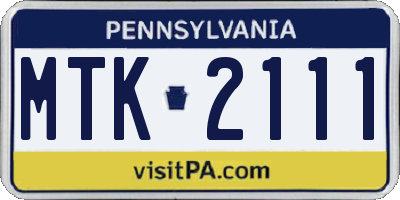 PA license plate MTK2111