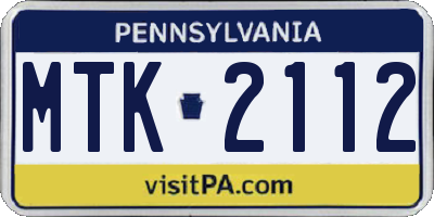PA license plate MTK2112