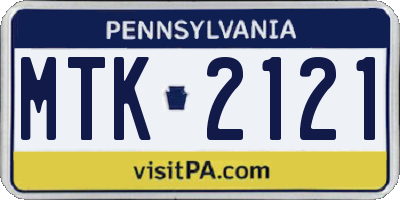 PA license plate MTK2121
