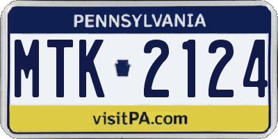 PA license plate MTK2124