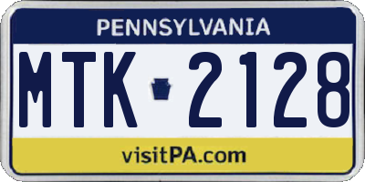 PA license plate MTK2128