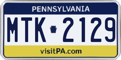PA license plate MTK2129