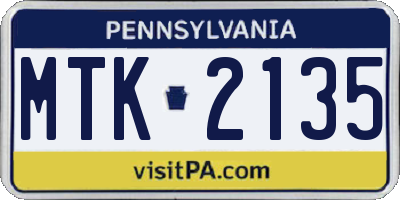PA license plate MTK2135