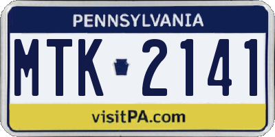 PA license plate MTK2141