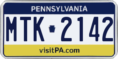 PA license plate MTK2142