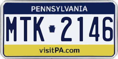 PA license plate MTK2146