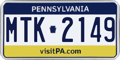 PA license plate MTK2149
