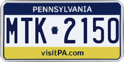 PA license plate MTK2150