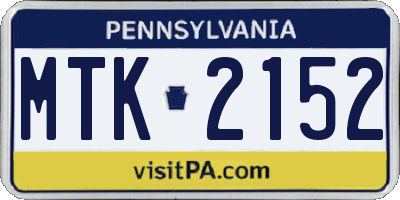 PA license plate MTK2152