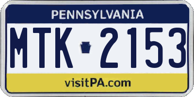 PA license plate MTK2153