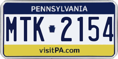 PA license plate MTK2154