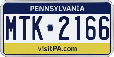 PA license plate MTK2166