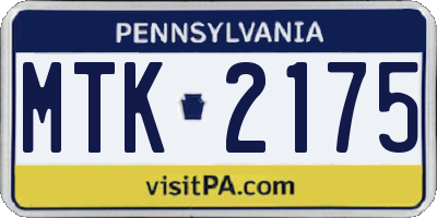 PA license plate MTK2175