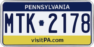 PA license plate MTK2178