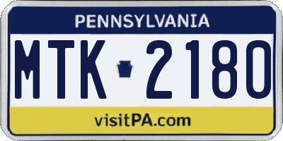 PA license plate MTK2180