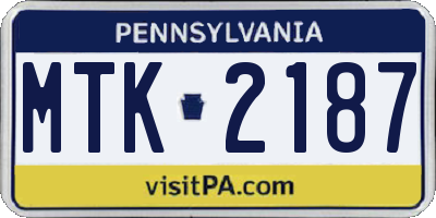 PA license plate MTK2187