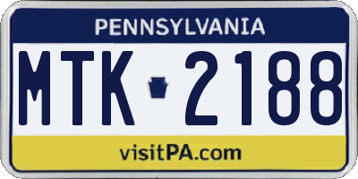 PA license plate MTK2188