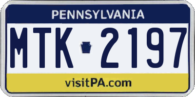 PA license plate MTK2197