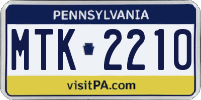 PA license plate MTK2210