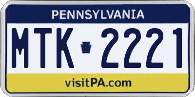 PA license plate MTK2221